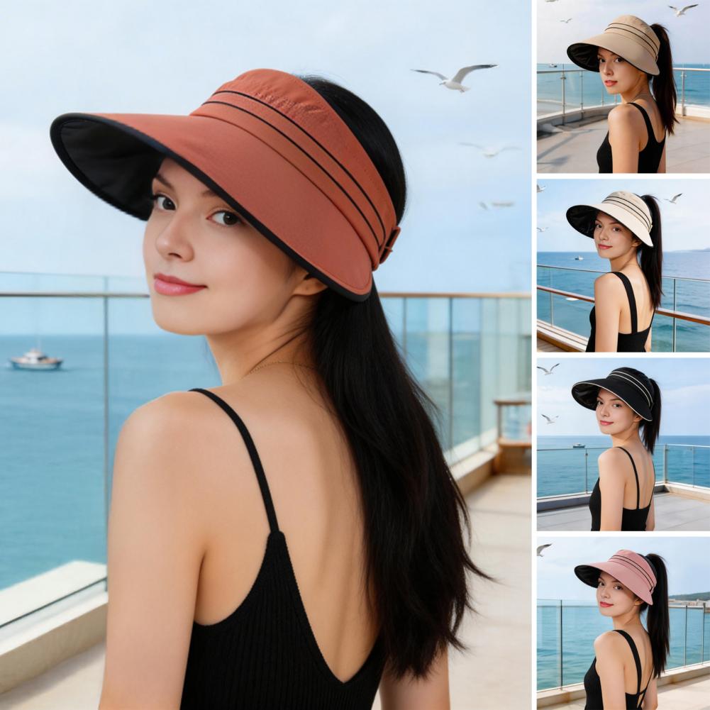 Hat Floppy Wide - Damen-Sonnenhut mit Pferdeschwanzloch, breiter Krempe, Floppy-Hut,