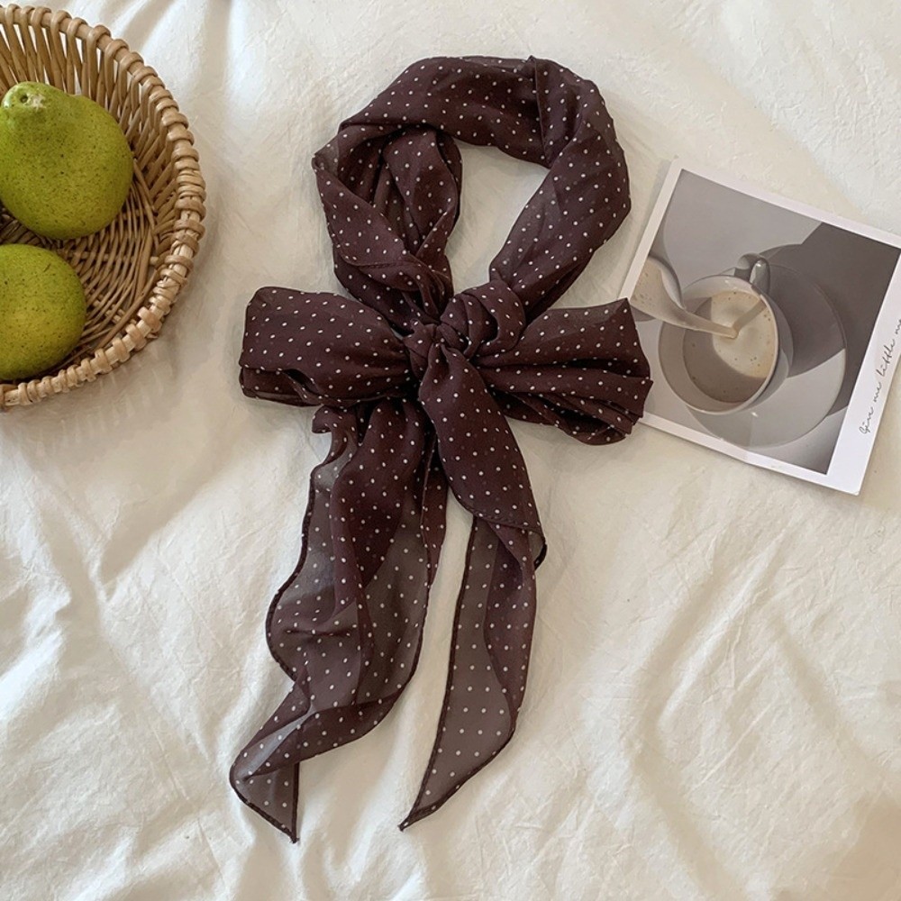 Headband Summer Knit - Modisches Stirnband mit Polka Dots, Chiffon-Schal