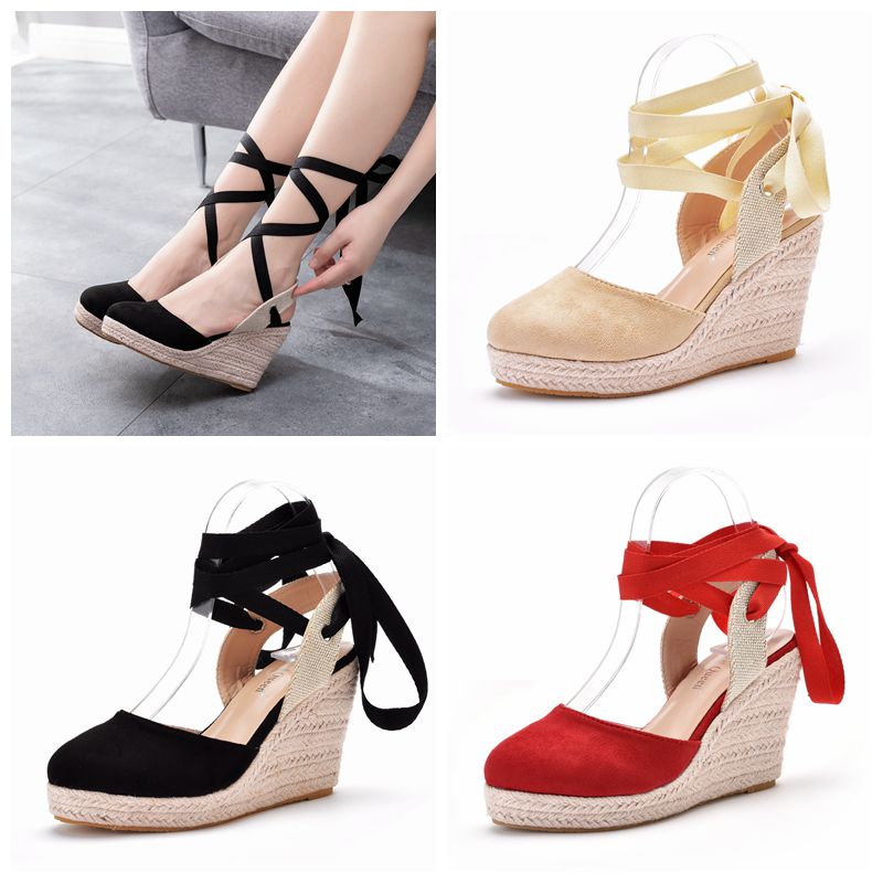 Wedge Espadrille Women - Damen Espadrille Plateau-Keilsandalen mit geschlossener Zehenpartie,