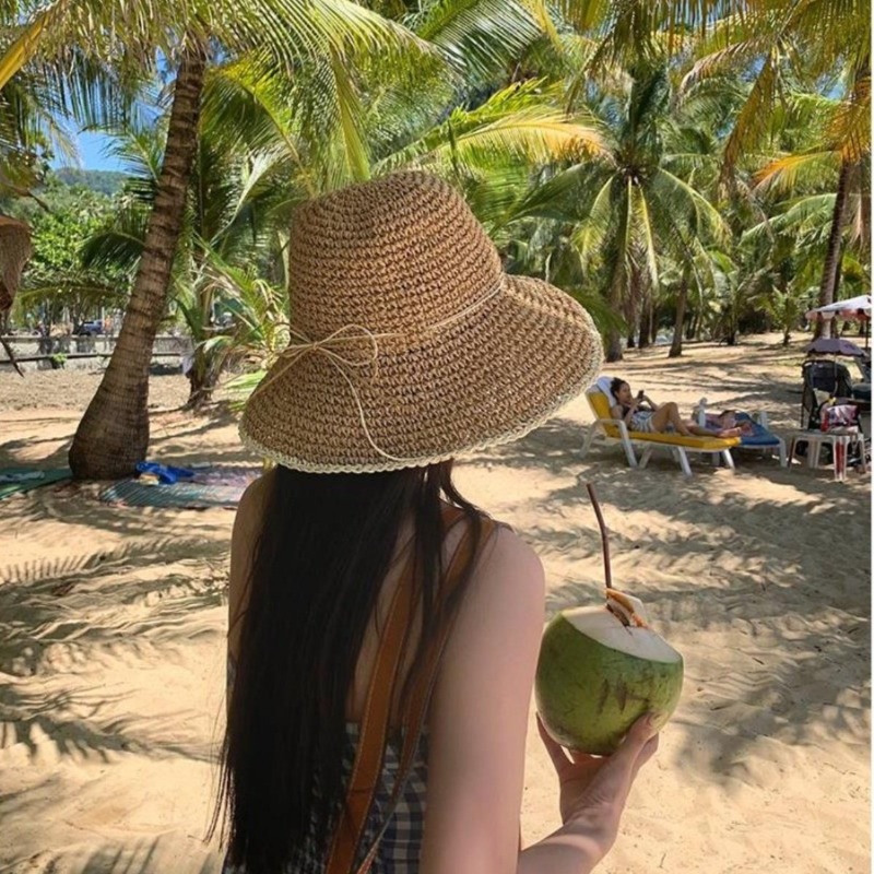 Hat Floppy Wide - 1 Stück Damen Sommer Strand Strohhut,