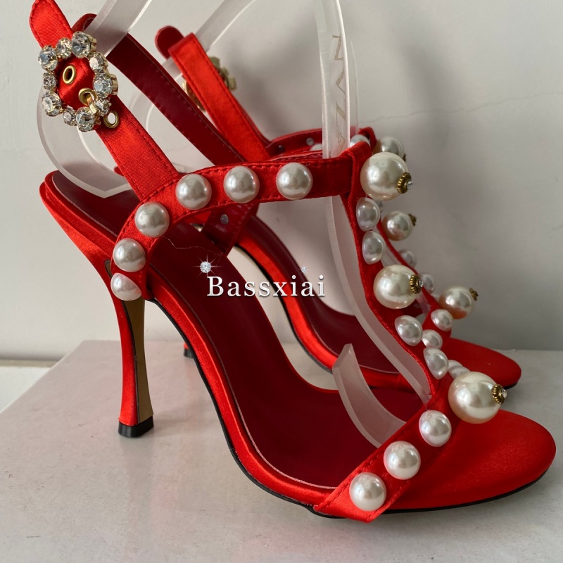 Perlenperlen-Dekor, T-Riemen,  – Sandal Strappy Heeled Bewertung und Preis