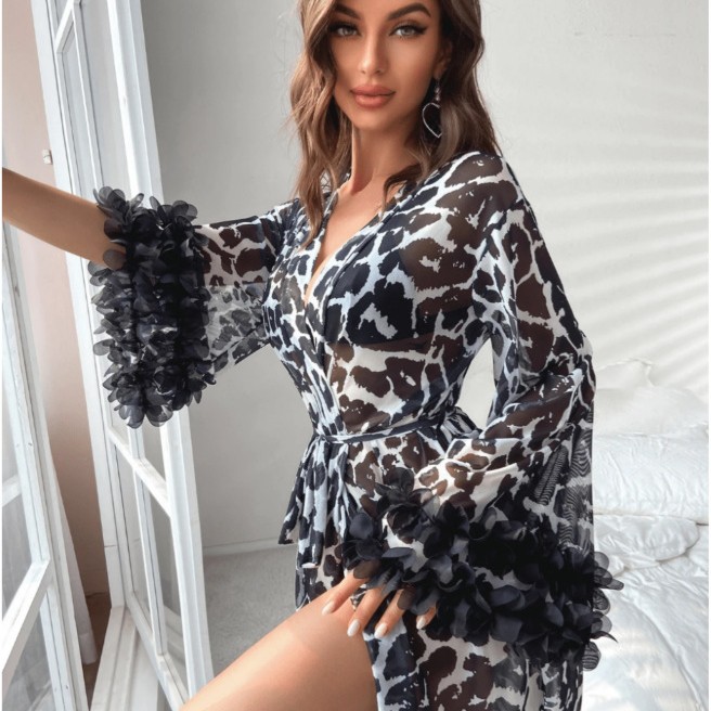 Großhandel Damen Leopardenmust – Kimono Sheer Floral Bewertung und Preis