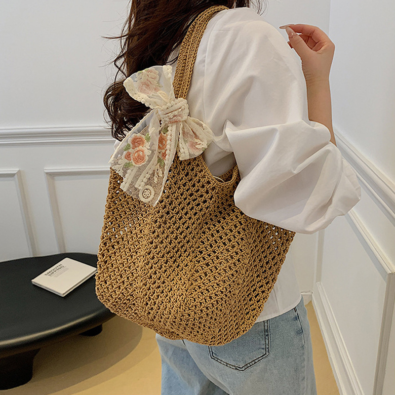 Sommerliche Spitzen-Schleifen- – Crochet Bag Raffia Bewertung und Preis