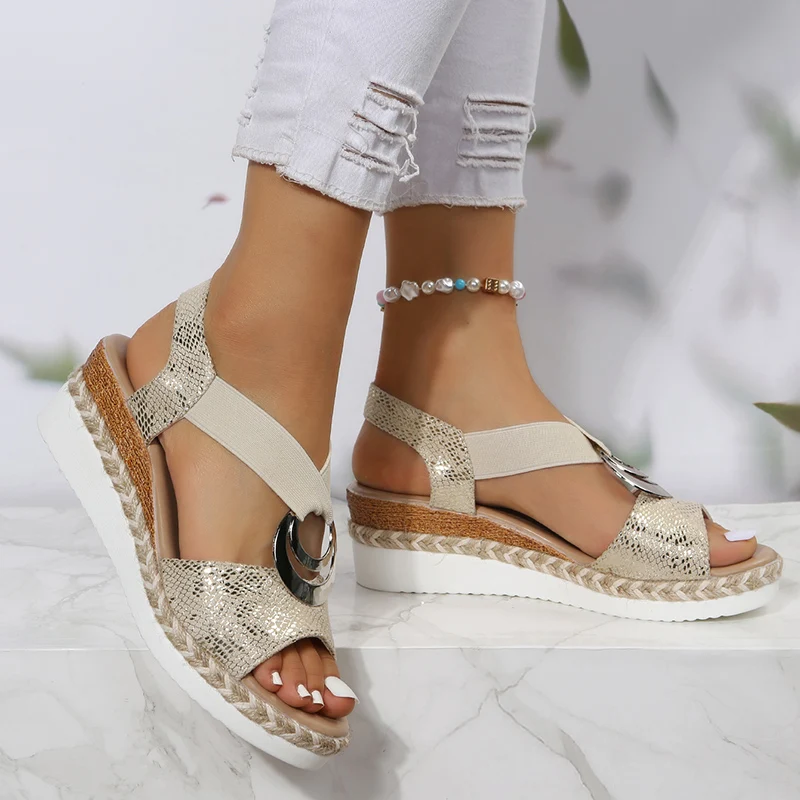 Metallschnalle Keilsandalen fü – Wedge Espadrille Women Bewertung und Preis