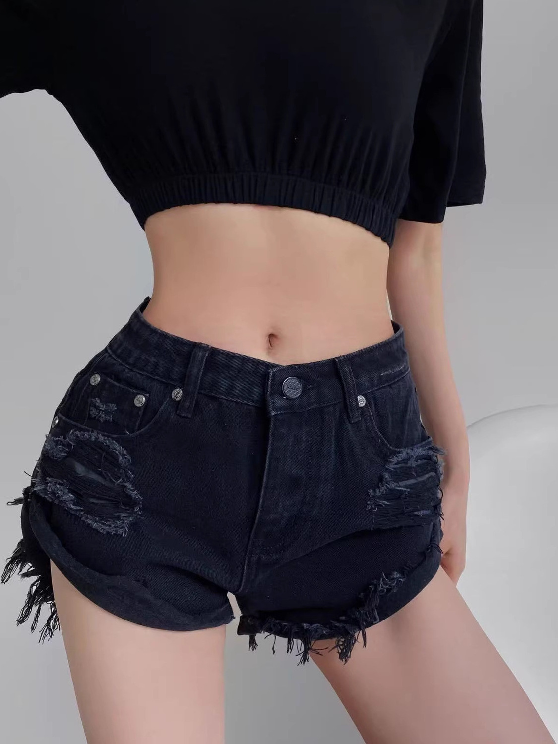 Damen Low-Waist Distressed Den – Shorts Denim Frayed Bewertung und Preis